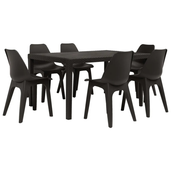 Set Mobilier De Exterior 7 Piese Maro Plastic 276132